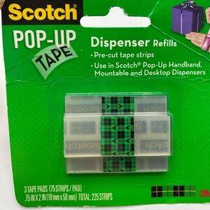 Pack of 3 Scotch Pop Up Tape Hand Dispenser Refill Pads. Genuine New Packet.